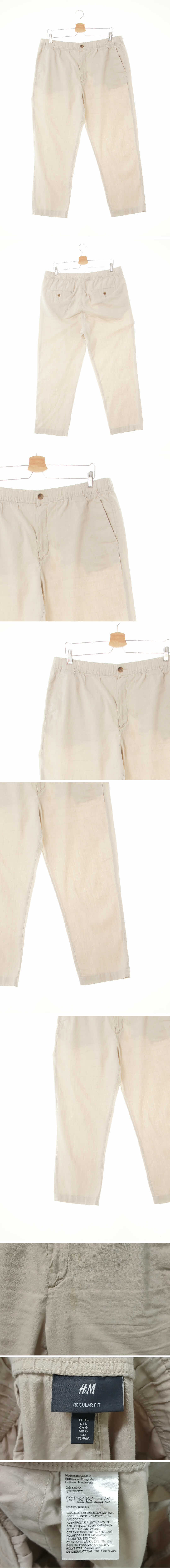 h&m 캐주얼팬츠 h&m 베이지 린넨혼방 캐주얼팬츠