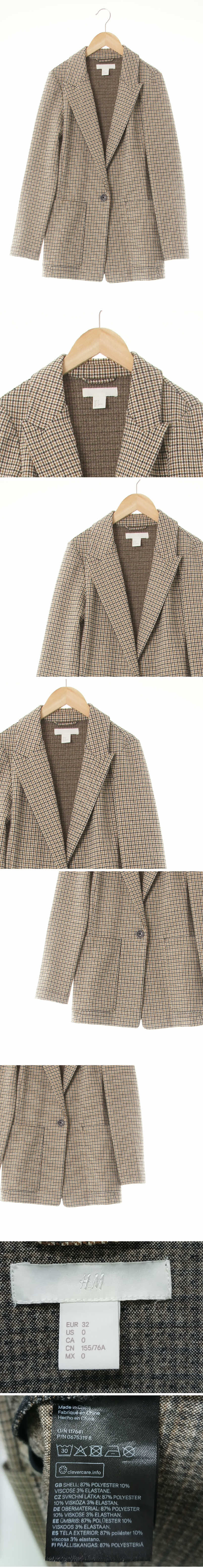 h&m 히든빅포켓싱글버튼블레이저 h&m 카키시베이지네이비 하운드체크 비스코스혼방 히든빅포켓싱글버튼블레이저