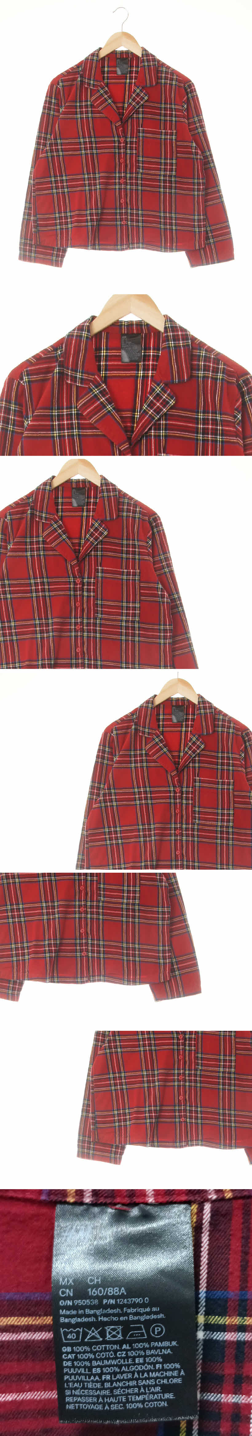 h&m 루즈핏포켓긴팔셔츠 h&m 블러드레드옐로우 체크 면 루즈핏포켓긴팔셔츠