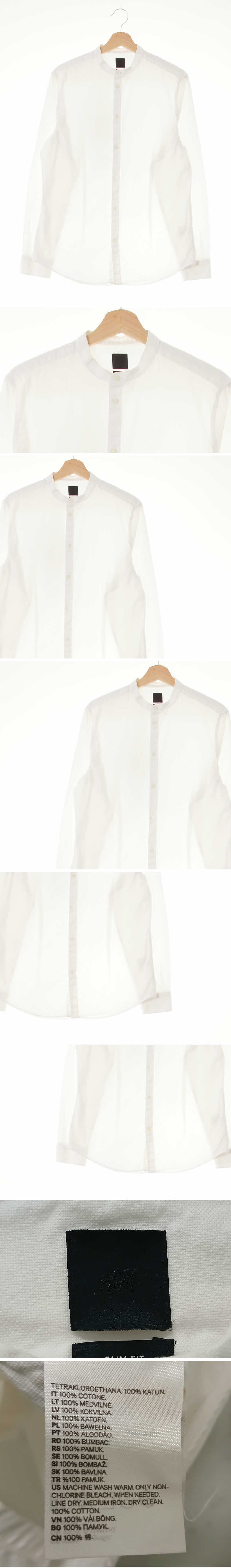 h&m 라운드넥슬림핏긴팔셔츠 h&m 화이트 면 라운드넥슬림핏긴팔셔츠