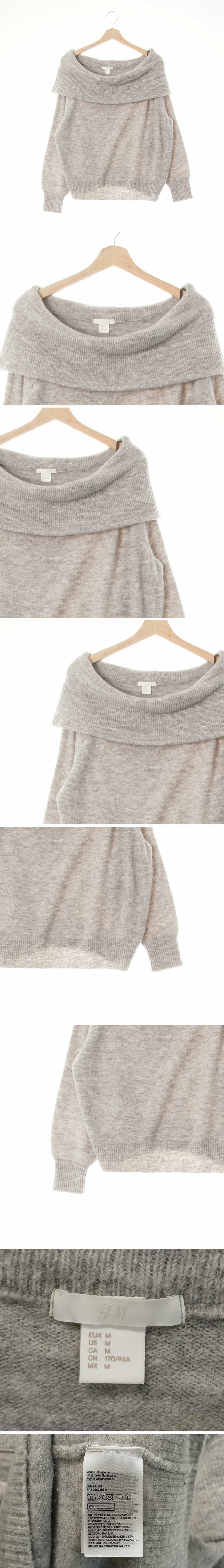 h&m 오프숄더나그랑스웨터 h&m 멜란지그레이 울혼방 오프숄더나그랑스웨터