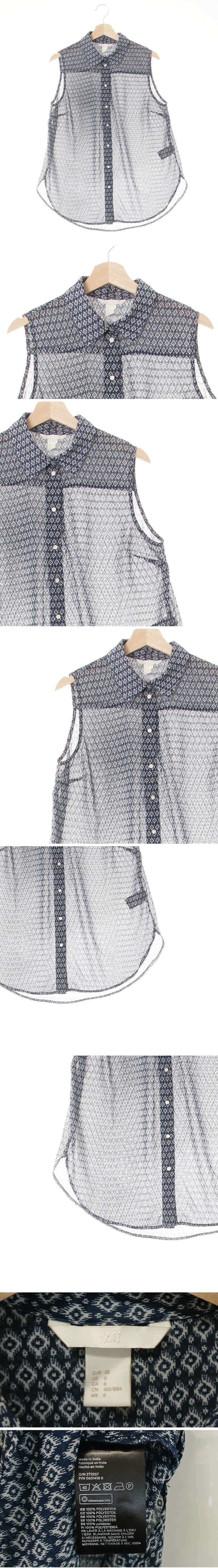 h&m 민소매카라블라우스 h&m 네이비 민소매카라블라우스