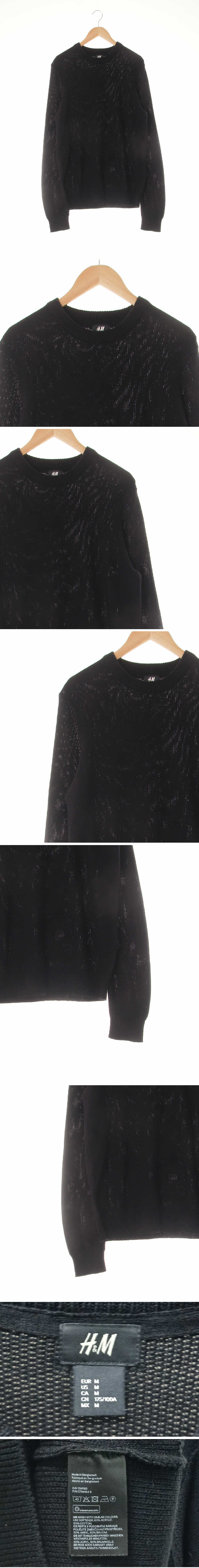 h&m 라운드기본니트 h&m 블랙 면혼방 라운드기본니트