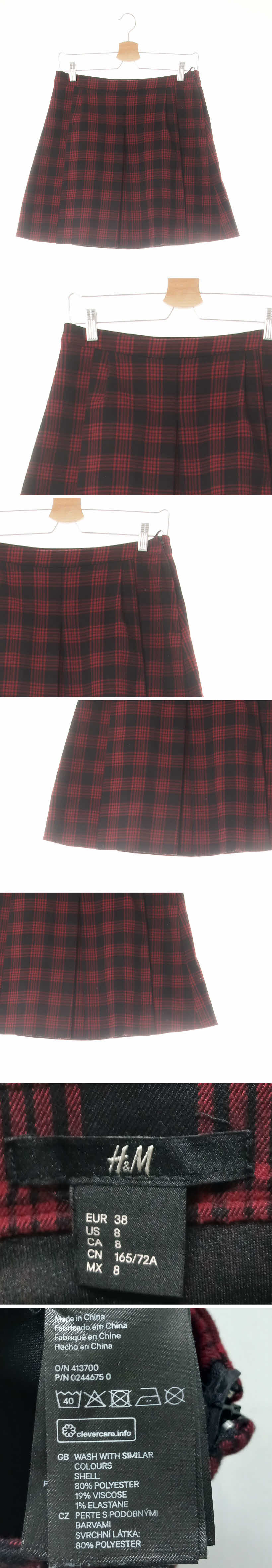 h&m 플리츠네오프렌스커트 h&m 블랙스칼렛레드 체크 비스코스혼방 플리츠네오프렌스커트