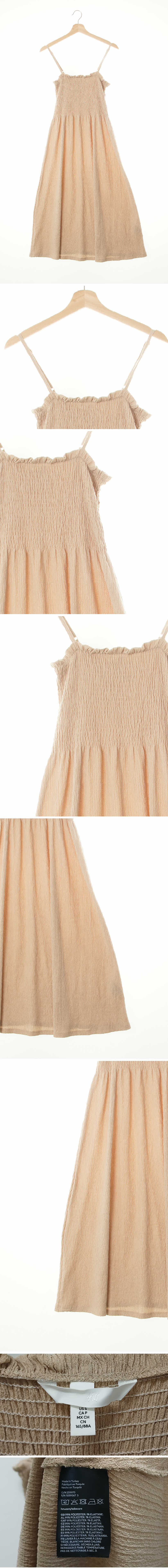 h&m 크링클끈나시원피스 h&m 베이지 크링클끈나시원피스