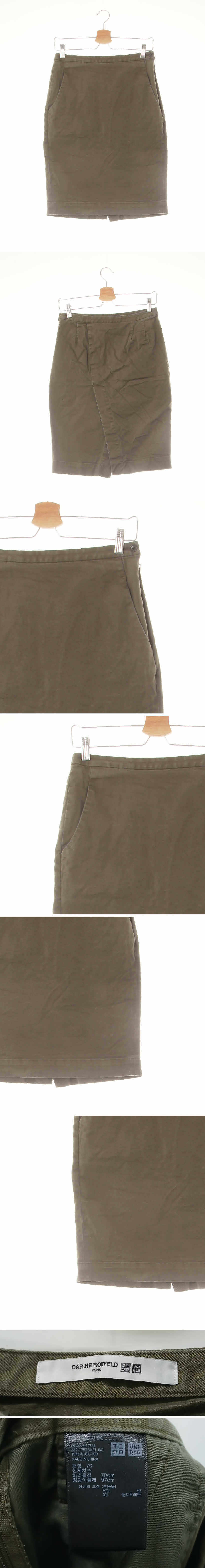 uniqlocarineroitfeld 백슬릿워싱미디스커트 uniqlocarineroitfeld 카키 면혼방 백슬릿워싱미디스커트