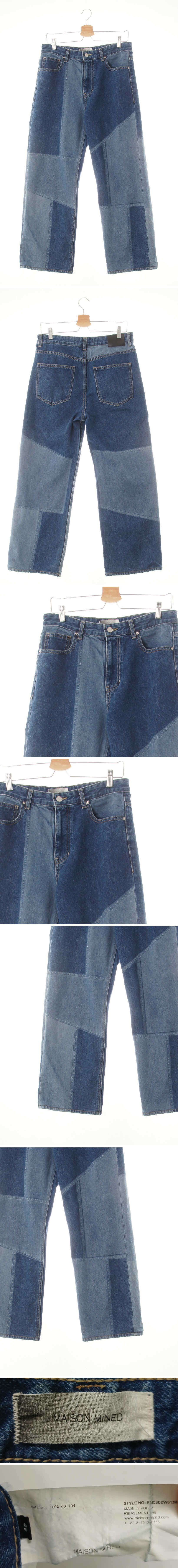 maison mined 컬러배색스트레이트진 maison mined 진청중청 데님 컬러배색스트레이트진