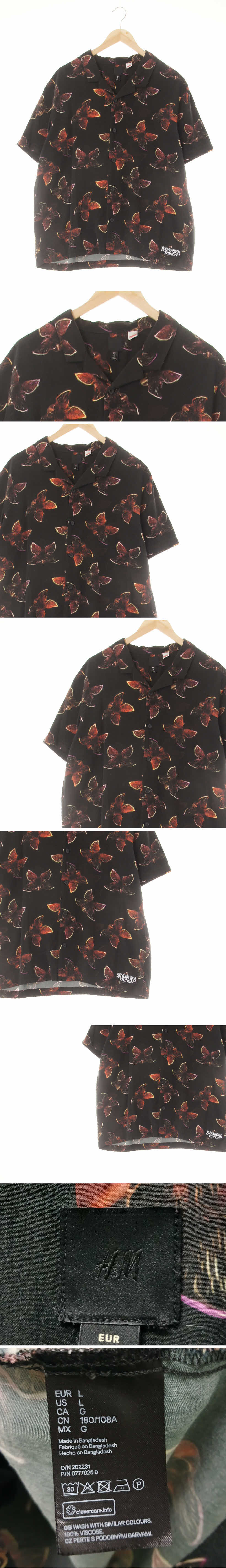h&m 루즈핏반팔셔츠 h&m 블랙 플라워패턴 비스코스 루즈핏반팔셔츠