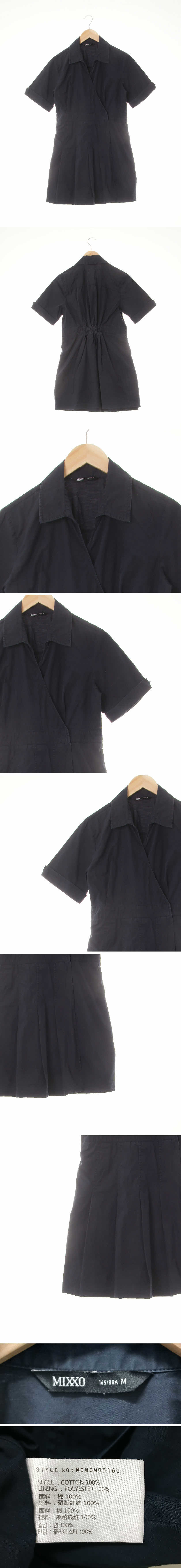 mixxo 플리츠슬릿카라랩원피스 mixxo 다크네이비 면 플리츠슬릿카라랩원피스