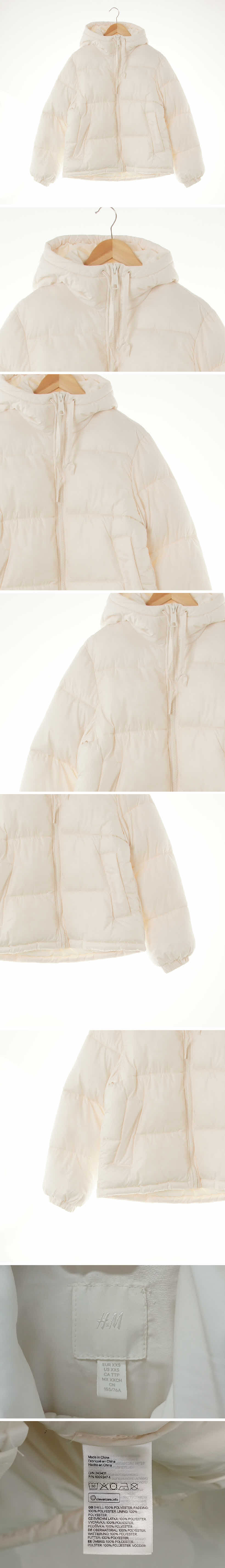 h&m 하이넥후드숏패딩점퍼 h&m 아이보리 하이넥후드숏패딩점퍼