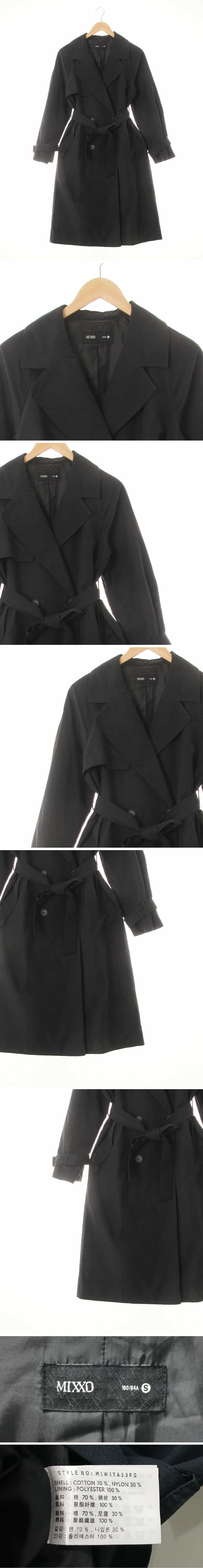 mixxo 백플랩나그랑더블트렌치코트 mixxo 블랙 면혼방 백플랩나그랑더블트렌치코트