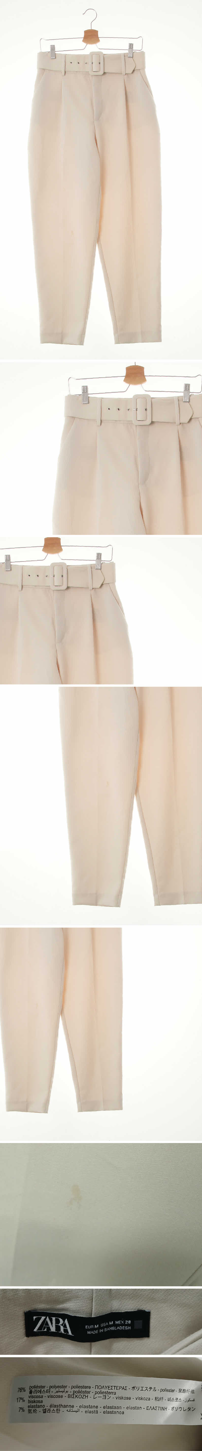 자라 핀턱빅벨티드슬랙스 자라 베이지 비스코스혼방 핀턱빅벨티드슬랙스