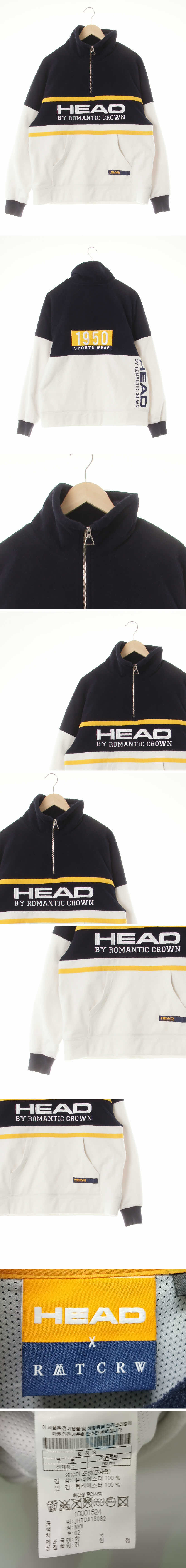 ratcrw x head 콜라보빅로고반집업후리스맨투맨 ratcrw x head 다크네이비크림 콜라보빅로고반집업후리스맨투맨