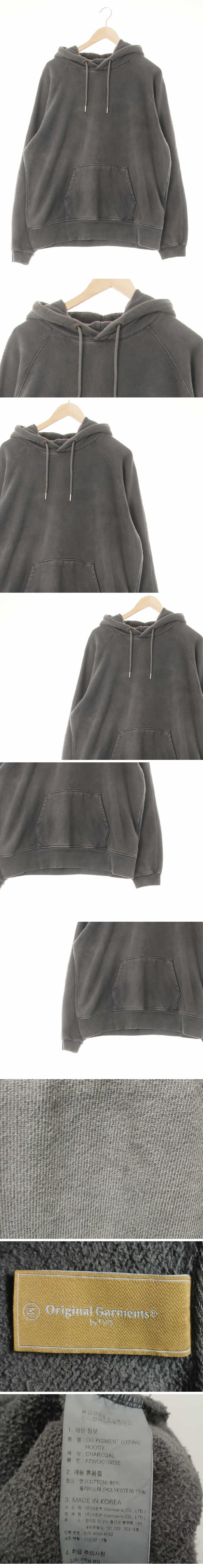 originalgarments 기모루즈핏후드티 originalgarments 피그먼트그레이 면혼방 기모루즈핏후드티
