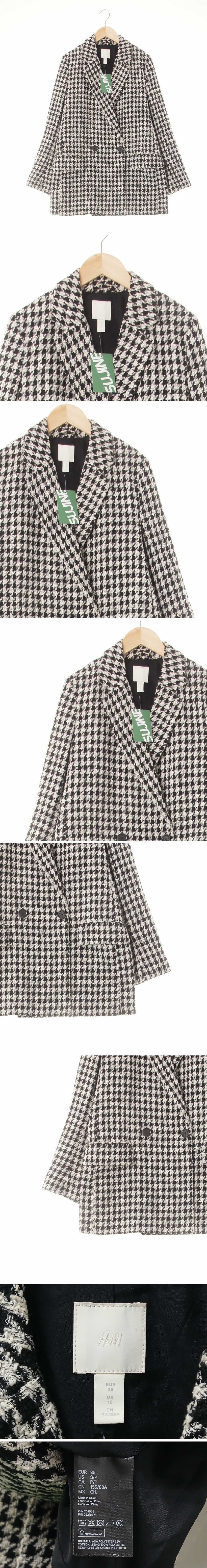 h&m 루즈더블트위드블레이저 h&m 블랙 하운드체크 루즈더블트위드블레이저