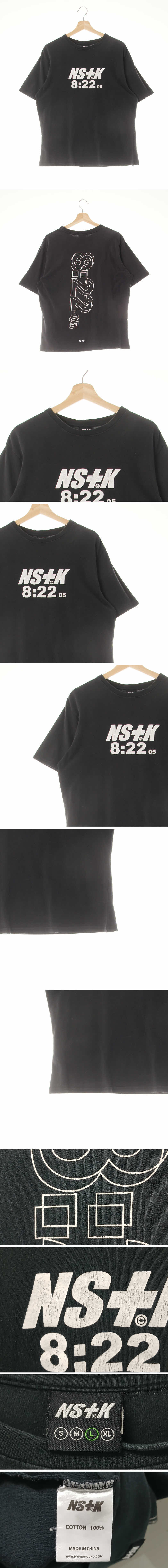 NS+k 레터링넘버반팔티 NS+k 블랙 프린팅 면 레터링넘버반팔티