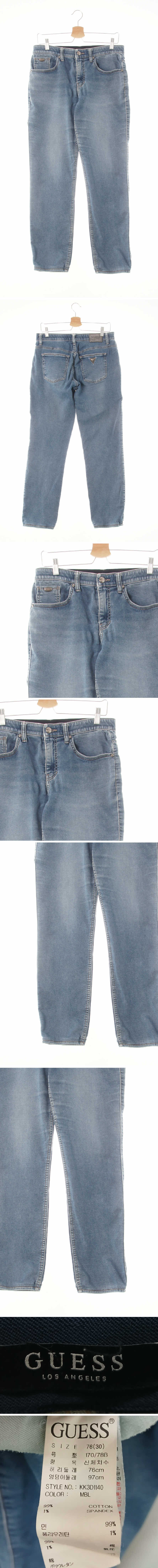Guess 워시드로고버튼진 Guess 중청 데님 워시드로고버튼진