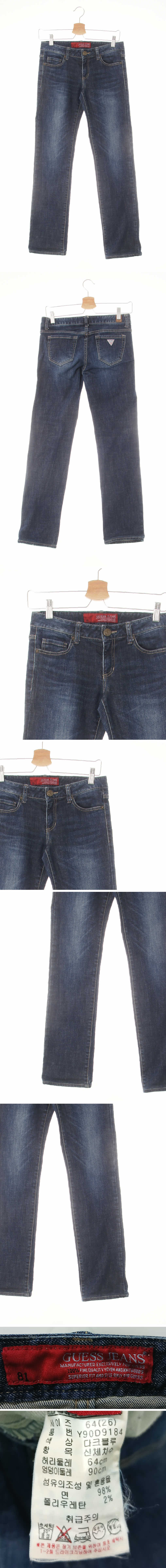 Guess 워시드로우라이즈슬림진 Guess 진청 데님 워시드로우라이즈슬림진
