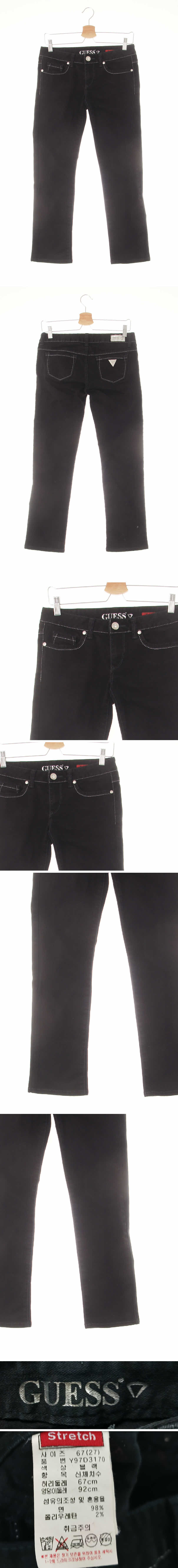 Guess 큐빅버튼로우스키니진 Guess 블랙 데님 큐빅버튼로우스키니진