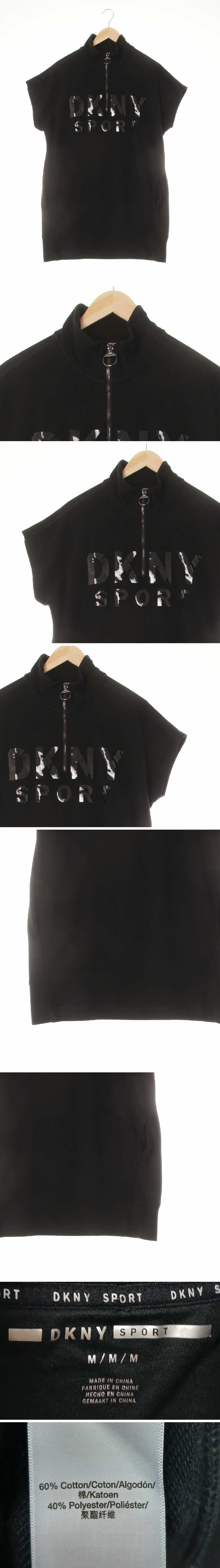 dkny 광택빅로고반집업원피스 dkny 블랙 면혼방 광택빅로고반집업원피스