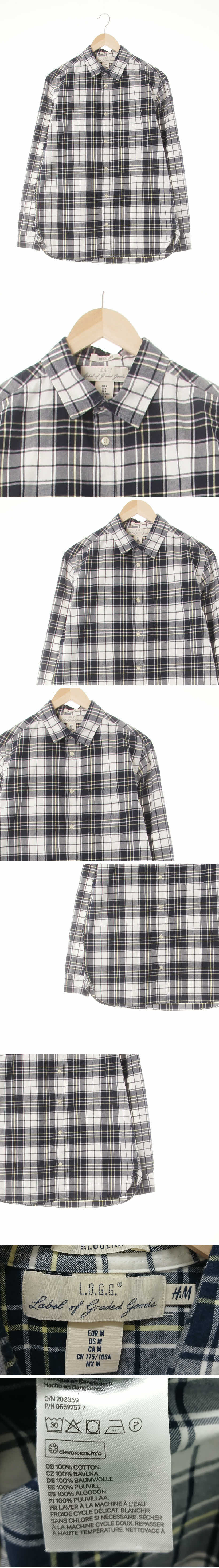 h&m 포켓캐주얼셔츠 h&m 무드인디고네이비화이트 체크 면 포켓캐주얼셔츠