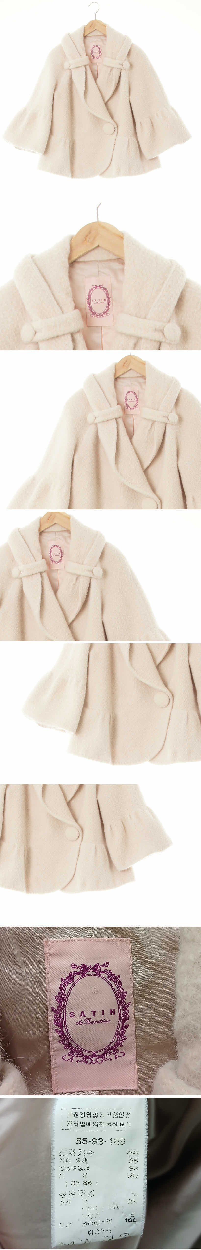 satin 빅라운드버튼솔카라하프코트 satin 라이트베이지 울혼방 빅라운드버튼솔카라하프코트