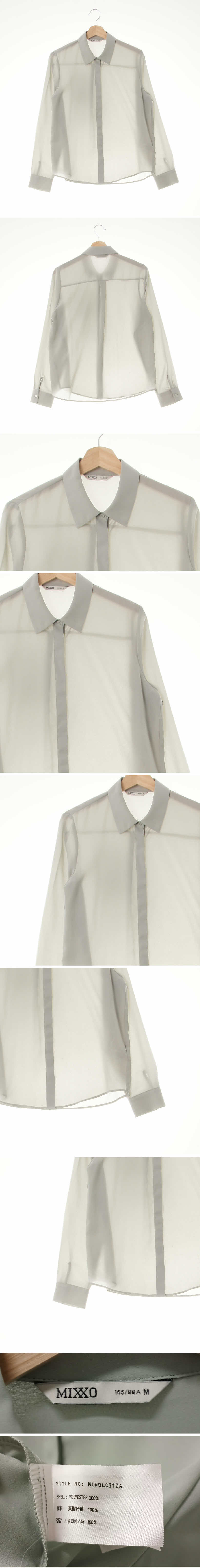 mixxo 애쉬그레이 박스플리츠블라우스