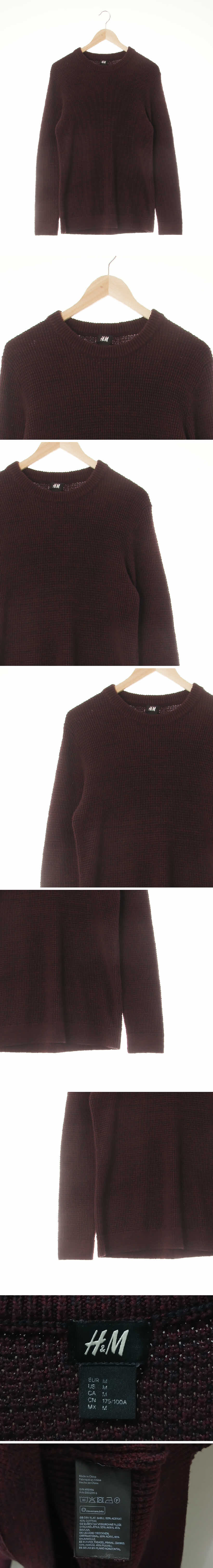 h&m 와플보카시니트 h&m 다크와인 면혼방 와플보카시니트