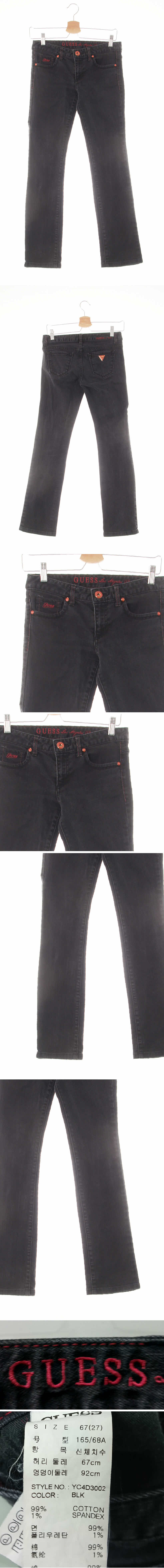 Guess 레드버튼슬림부츠컷진 Guess 흑청 데님 레드버튼슬림부츠컷진
