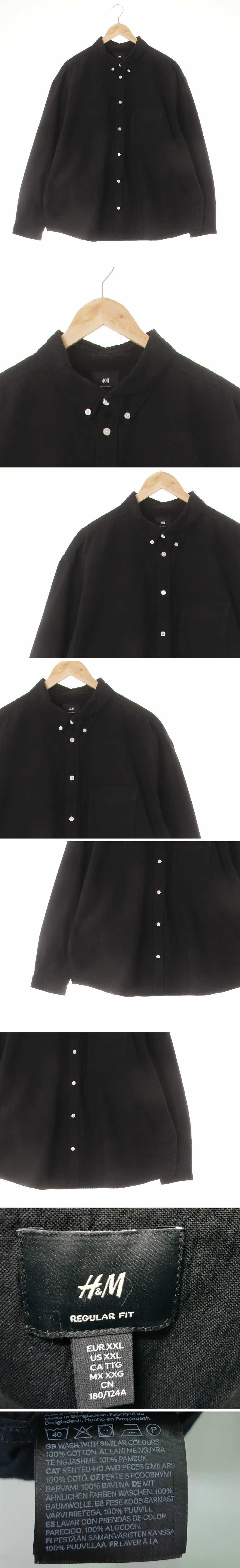 h&m 미세링클셔츠 h&m 블랙 면 미세링클셔츠