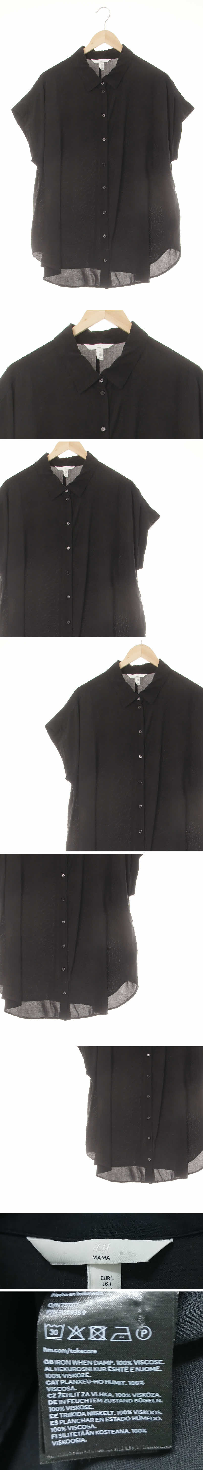 h&m 블랙 비스코스 캡슬리브오버핏블라우스