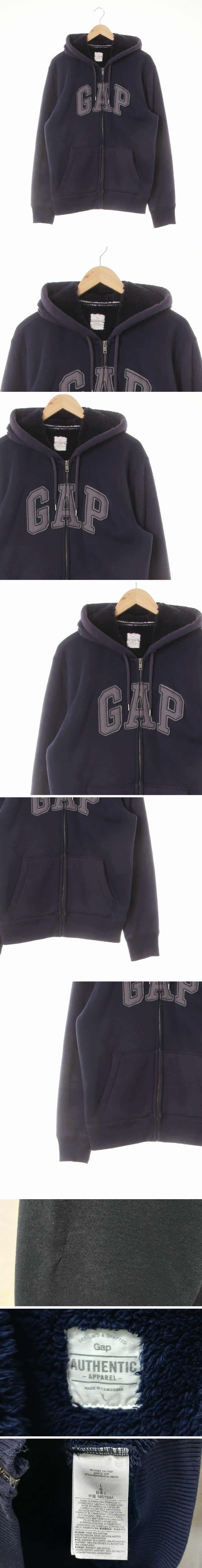 gap 패치로고웜후드집업 gap 네이비 면혼방 패치로고웜후드집업