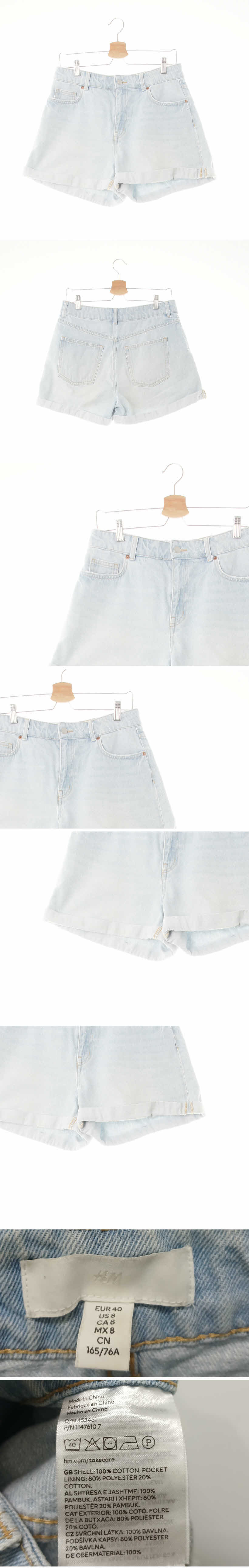 h&m 롤업와이드숏진 h&m 연청 데님 롤업와이드숏진