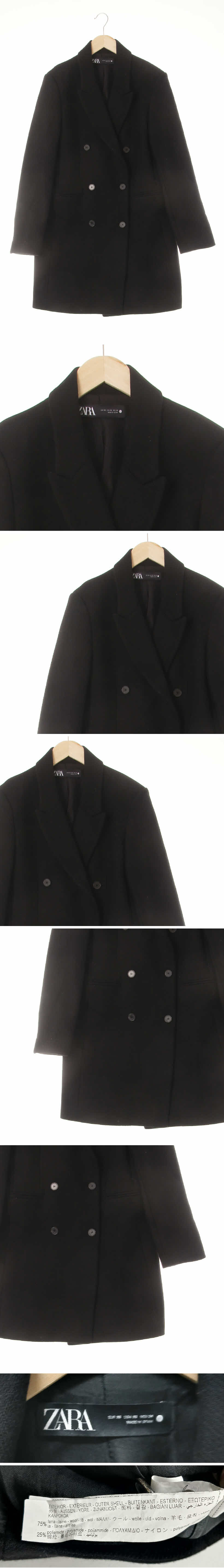 자라 더블버튼클래식코트 자라 블랙 울혼방 더블버튼클래식코트