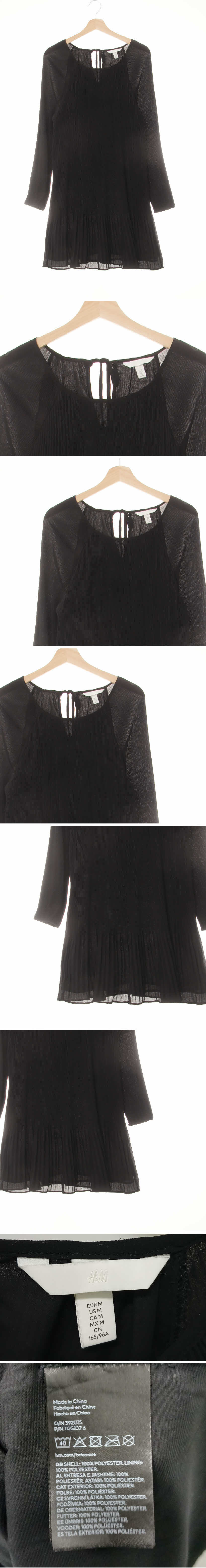h&m 라글란절개플리츠원피스 h&m 블랙 라글란절개플리츠원피스