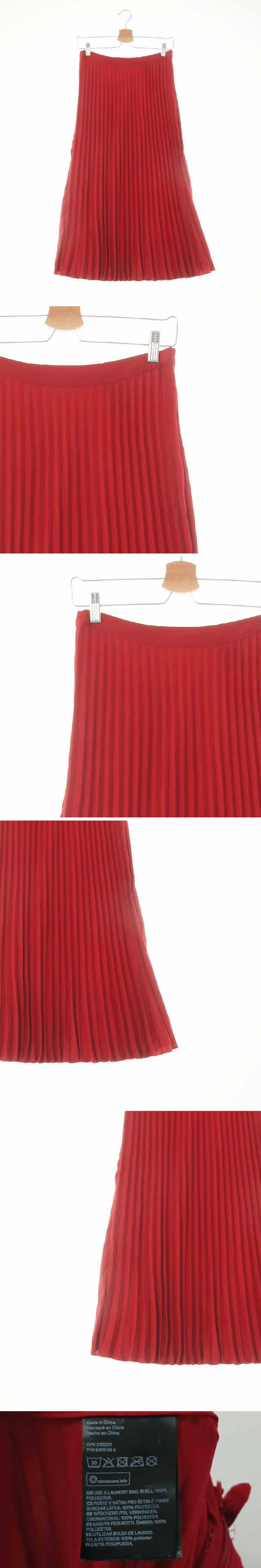 h&m 레드 플리츠롱스커트