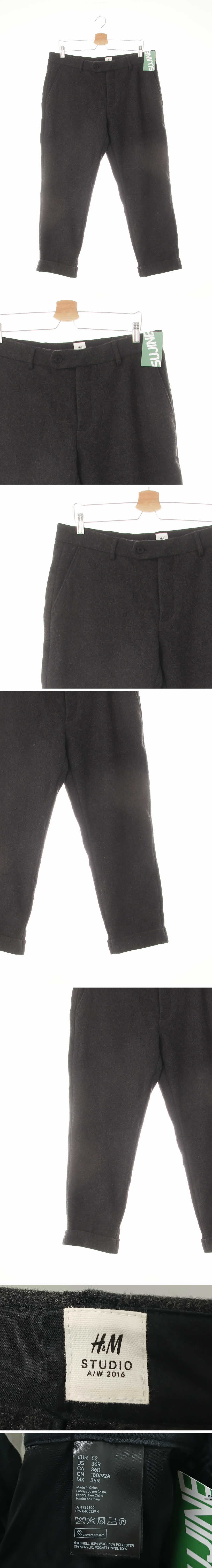 h&m 차콜 울혼방 카브라모직슬랙스팬츠