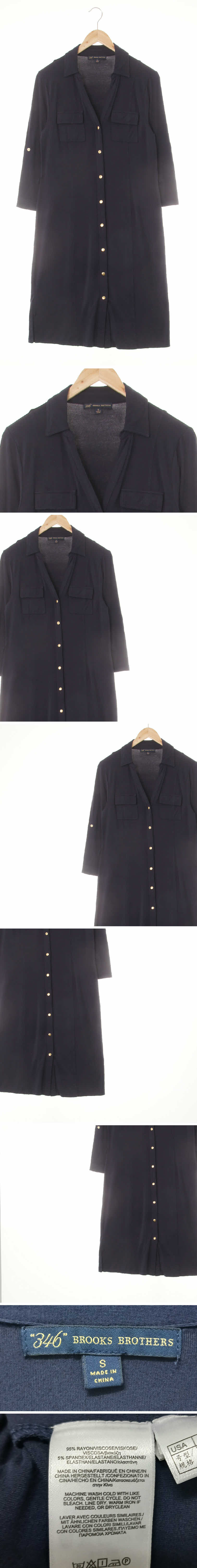 brooksbrothers 네이비 면혼방 슬림포켓똑딱이원피스