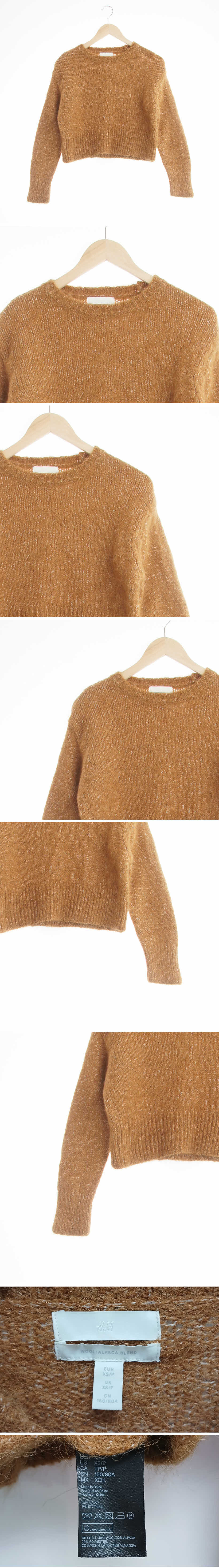 h&m 보카시크롭스웨터 h&m 카멜 알파카혼방 보카시크롭스웨터
