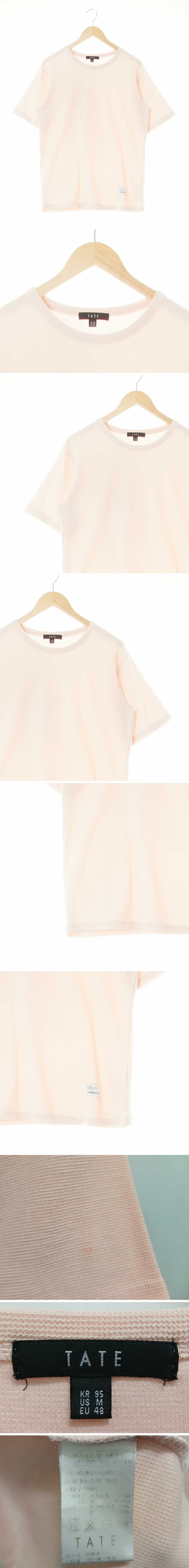 테이트 라운드반팔티 테이트 베이비핑크 면혼방 라운드반팔티