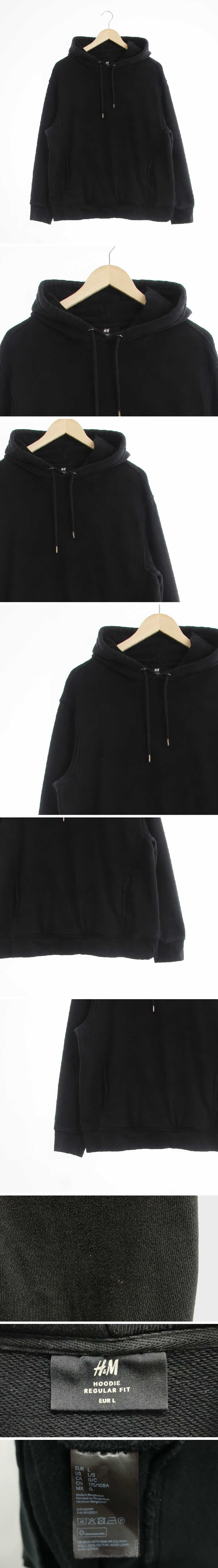 h&m 블랙 면 포켓스웨트후디