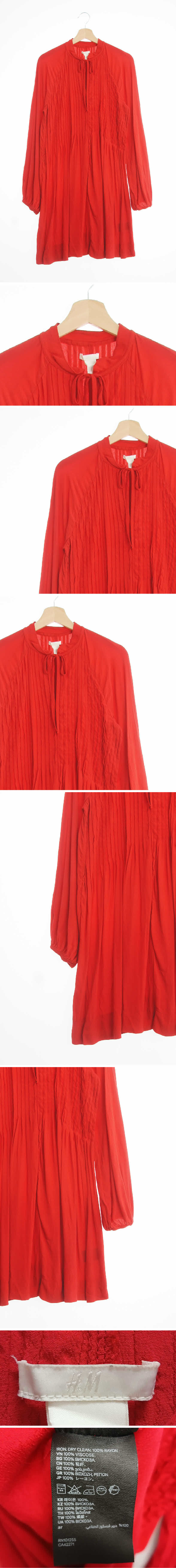 h&m 넥리본롱원피스 h&m 레드 스트라이프 레이온 넥리본롱원피스