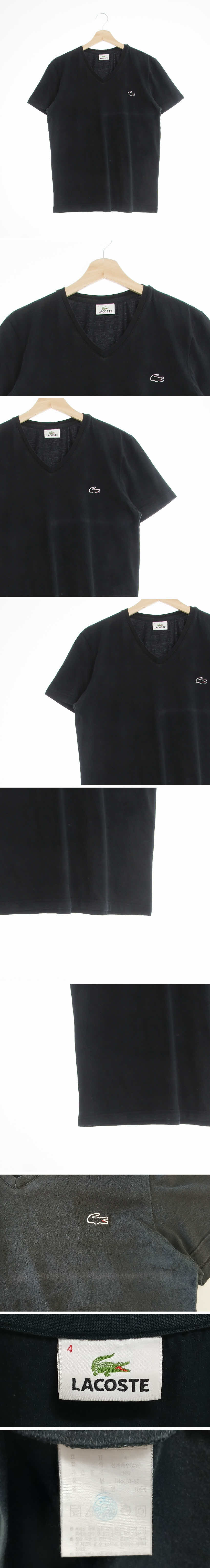 라코스테 로고브이넥반팔카라티 라코스테 블랙 면 로고브이넥반팔카라티