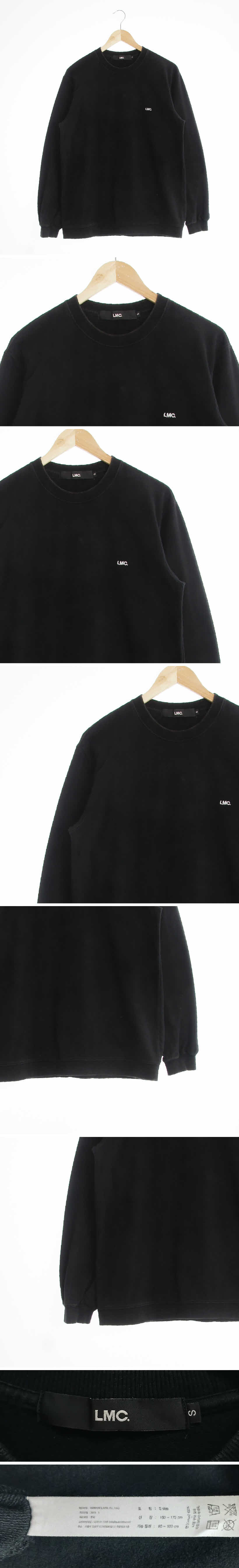 lmc 블랙 면 포인트자수로고맨투맨