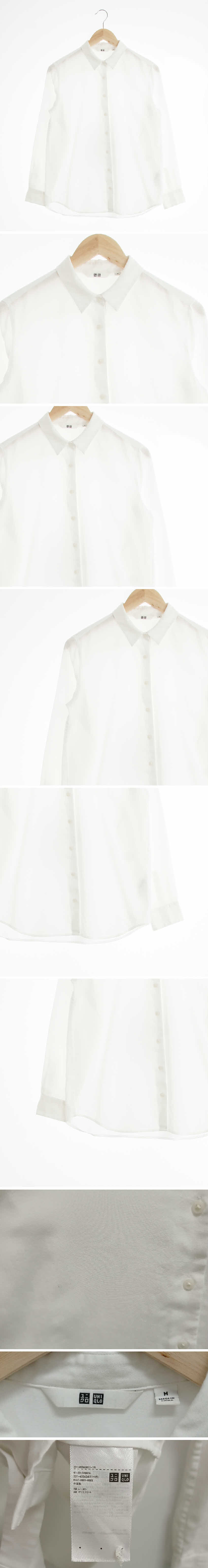유니클로 박스플리츠카라블라우스 유니클로 화이트 박스플리츠카라블라우스