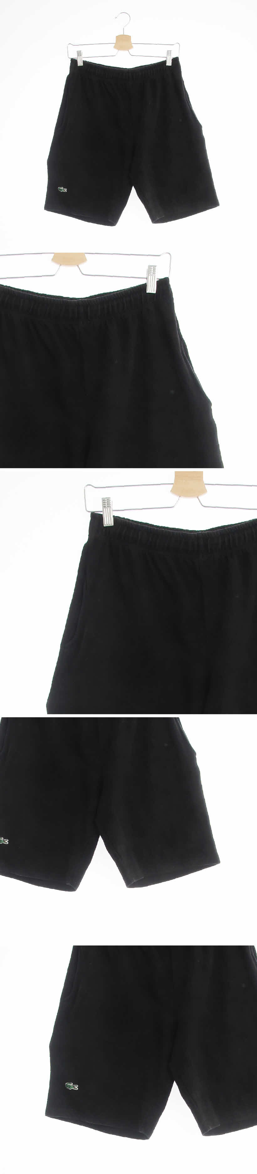 라코스테 로고밴딩반바지 라코스테 블랙 면혼방 로고밴딩반바지