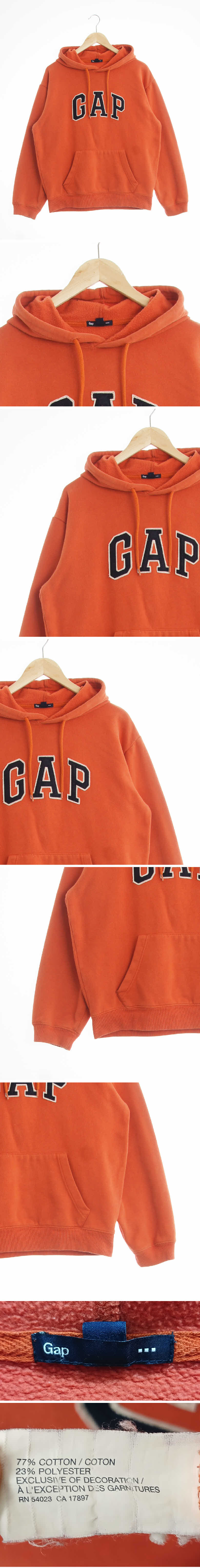 gap 빅로고포켓후드티 gap 오렌지 면혼방 빅로고포켓후드티