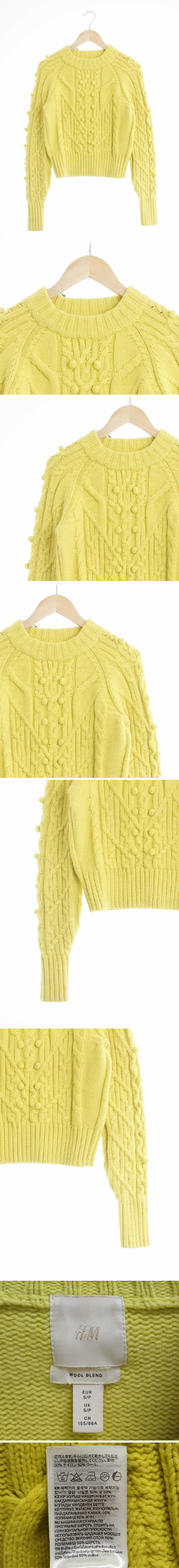 h&m 폼배색크루넥스웨터 h&m 라임 울혼방 폼배색크루넥스웨터