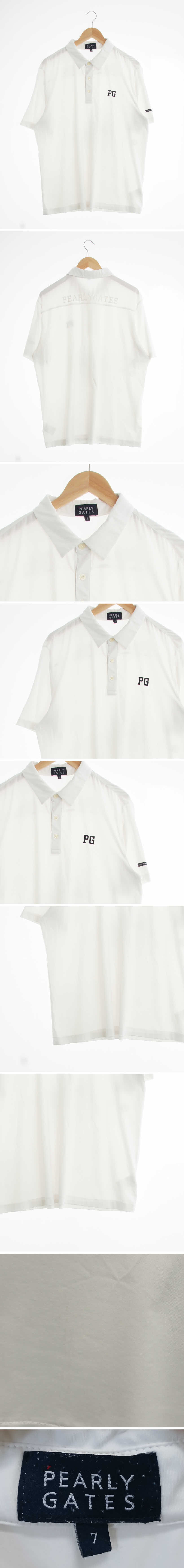 파리게이츠 화이트 PG벨벳로고기능성반팔카라티