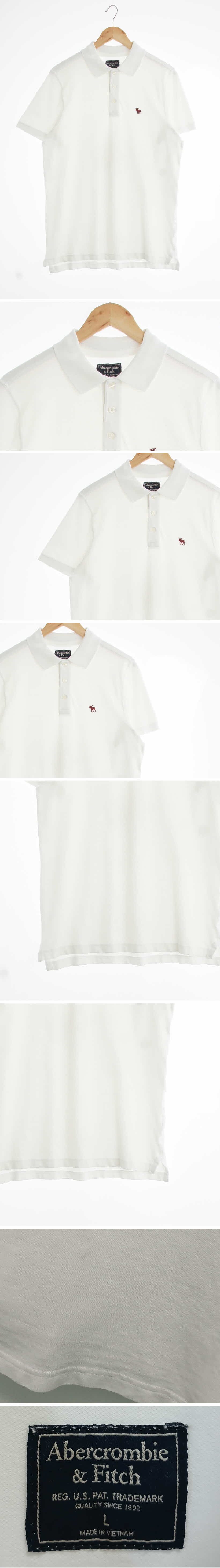 아베크롬비 배색심볼자수반팔카라티 아베크롬비 화이트 면혼방 배색심볼자수반팔카라티
